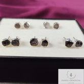 Rough Herkimer Diamond Studs Earrings, Electroplated Stud Earring, Birthstone Earrings, Minimalist Jewelry, Bohemian Earrings, Gift For Her